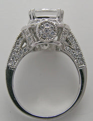 ANTIQUE ART DECO STYLE CUSHION CUT LARGE DIAMOND ACCENT RING SETTING