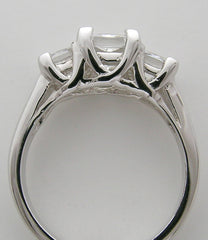 THREE STONE ENGAGEMENT RING SETTING WITH PRINCESS CUT DIAMONDS