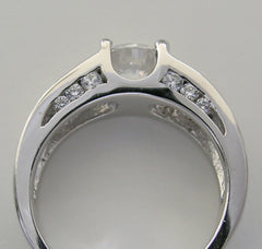 UNUSUAL THREE STONE RING SETTING DESIGN WITH DIAMOND SIDE ACCENTS