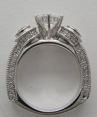 UNIQUE THREE STONE DIAMOND BEZEL AND PRONG SET RING SETTING