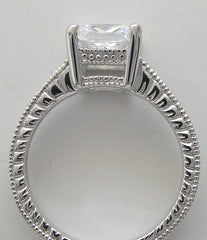 ANTIQUE STYLE PRINCESS CUT DIAMOND RING SETTING