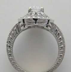 DIAMOND HALO RING SETTING OR RE-MOUNT RING SETTING WITH DIAMOND ACCENTS