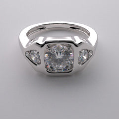 THREE STONE DIAMOND ACCENT ENGAGEMENT RING SETTING