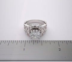 OUTSTANDING ART DECO STYLE ARCHITECTURAL DESIGN DIAMOND ACCENT ENGAGEMENT RING SETTING