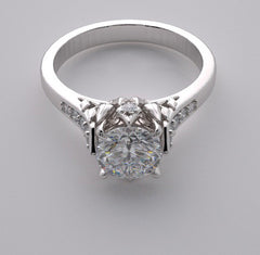 DESIGNER CROWN MOTIF ENGAGEMENT RING SETTING WITH ACCENT DIAMONDS