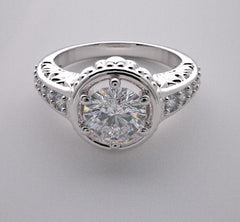 FEMININE DIAMOND ACCENT ENGAGEMENT RING SETTING